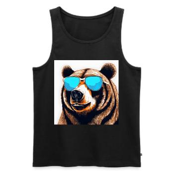 Bear with Sunglasses Pop Art - Men's Premium Organic Tank Top - black - Front - AI Model Male 178 light (178cm)
