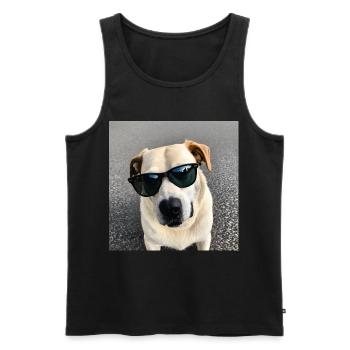 Hund mit Sonnenbrille - Männer Premium Bio Tank Top - Schwarz - Vorne - AI Model Male 178 light (178cm)