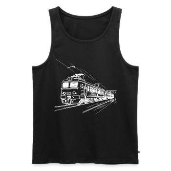 Dessin ferroviaire - Débardeur bio Premium Homme - noir - Devant - AI Model Male 178 light (178cm)