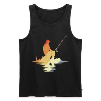 Look vintage de pêcheur - Débardeur bio Premium Homme - noir - Devant - Michal (187cm)