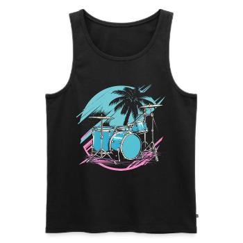 Drums 90s Look - Men's Premium Organic Tank Top - black - Front - Michal (187cm)