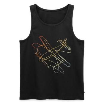 Flugzeug Line Art Vintage - Männer Premium Bio Tank Top - Schwarz - Vorne - Michal (187cm)