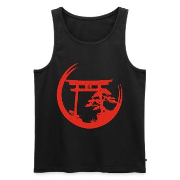 Ambiance japonaise rouge - Débardeur bio Premium Homme - noir - Devant - AI Model Male 178 light (178cm)