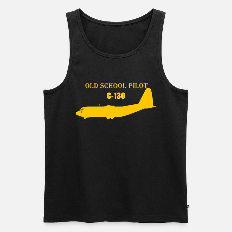 Old school pilot C-130 - Männer Premium Bio Tank Top - Schwarz