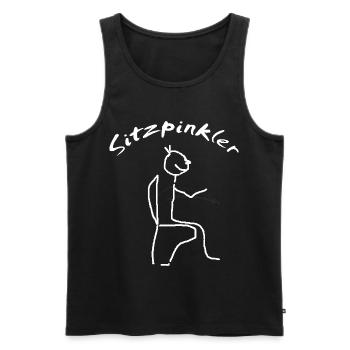 Sitzpinkler Mann auf Toilette Klo - Männer Premium Bio Tank Top - Schwarz - Vorne - Michal (187cm)