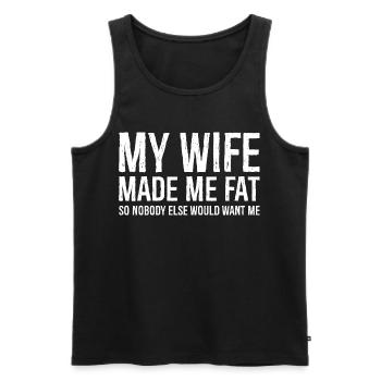 Ma femme m’a fait grossir - Débardeur bio Premium Homme - noir - Devant - Michal (187cm)