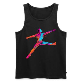 Male Ballet Dancer Synthwave - Men's Premium Organic Tank Top - black - Front - AI Model Male 178 light (178cm)