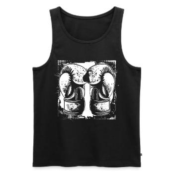 Boxhandschuhe Skizze - Männer Premium Bio Tank Top - Schwarz - Vorne - Michal (187cm)