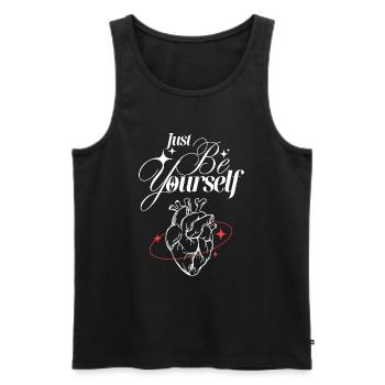Soyez simplement vous-même – Cœur et amour de soi - Débardeur bio Premium Homme - noir - Devant - Michal (187cm)