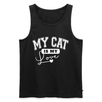 Mon chat est mon amour - Débardeur bio Premium Homme - noir - Devant - Michal (187cm)