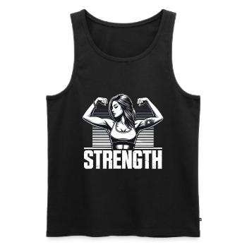 Force femme forte tension muscles cadeau - Débardeur bio Premium Homme - noir - Devant - Michal (187cm)