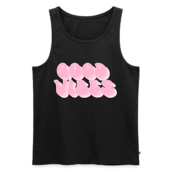 Positive Vibes - Police de bulles rétro - Débardeur bio Premium Homme - noir - Devant - AI Model Male 178 light (178cm)
