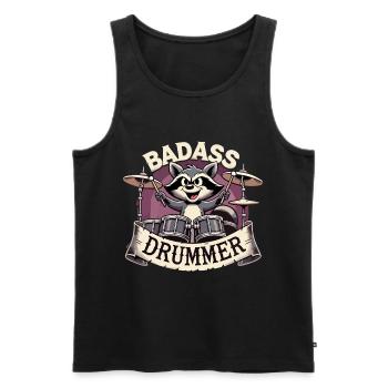 Badass Drummer Raton laveur Cadeau cool - Débardeur bio Premium Homme - noir - Devant - Michal (187cm)