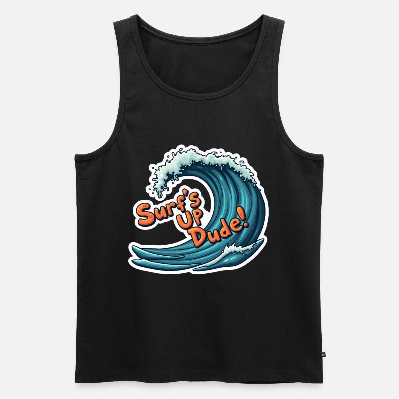 Surf’s Up, Dude! - Männer Premium Bio Tank Top - Schwarz