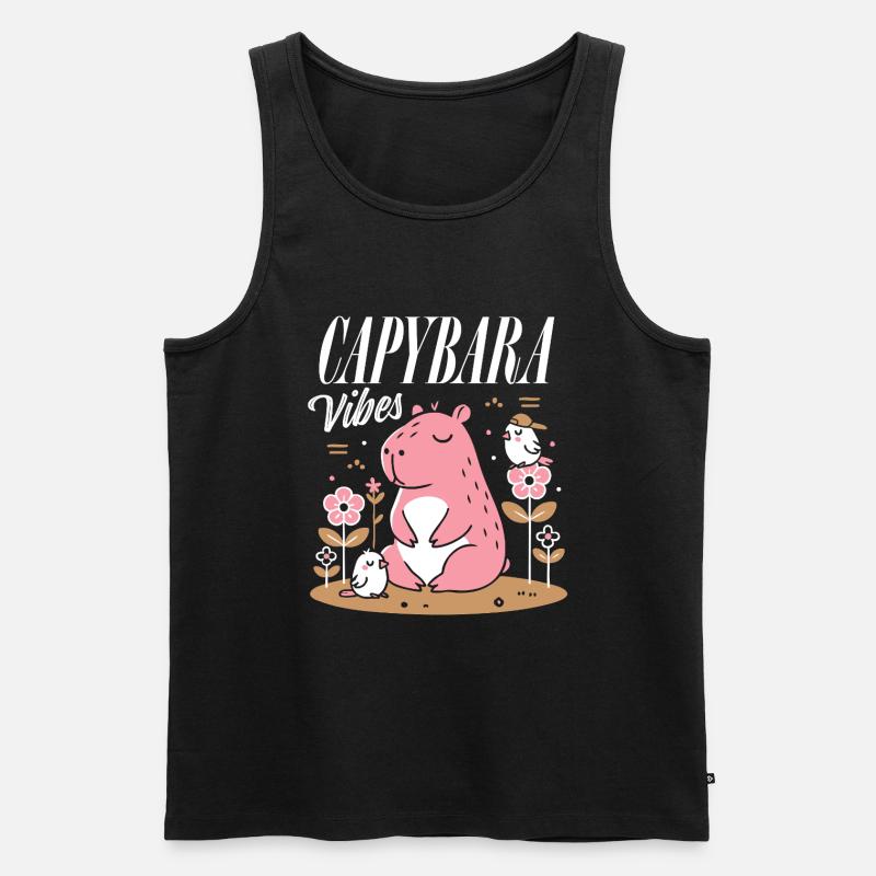 Entspannte Capybara-Vibes - Männer Premium Bio Tank Top - Schwarz