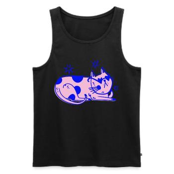 Stylische Katze – Relaxed Retro Vibes - Männer Premium Bio Tank Top - Schwarz - Vorne - AI Model Male 178 light (178cm)