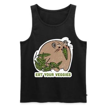Eat Your Veggies – Funny Animal Motif - Men's Premium Organic Tank Top - black - Front - AI Model Male 178 light (178cm)