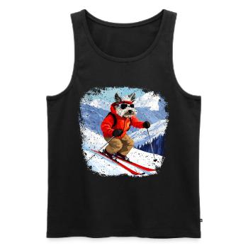 Chien de ski - Débardeur bio Premium Homme - noir - Devant - AI Model Male 178 light (178cm)