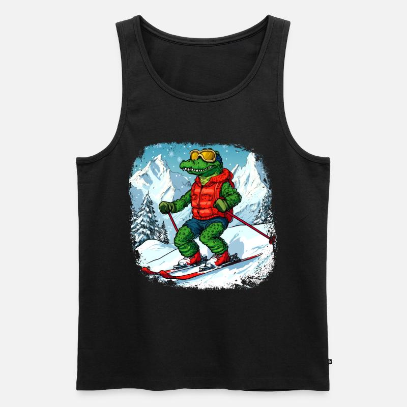 Krokodile Ski - Männer Premium Bio Tank Top - Schwarz