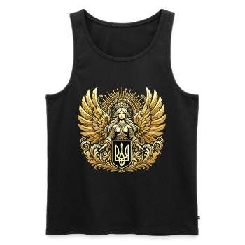 Armoiries de l’Ukraine Ange gardien Cadeau d’or - Débardeur bio Premium Homme - noir - Devant - AI Model Male 178 light (178cm)