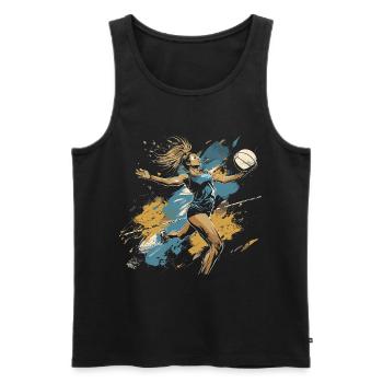 Graffiti d’un joueur de volley-ball - Débardeur bio Premium Homme - noir - Devant - Michal (187cm)