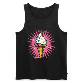 Cream Cartoon Look - Men's Premium Organic Tank Top - black - Front - Michal (187cm)