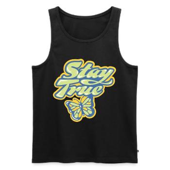 Stay True – Pastel lettering - Men's Premium Organic Tank Top - black - Front - Michal (187cm)