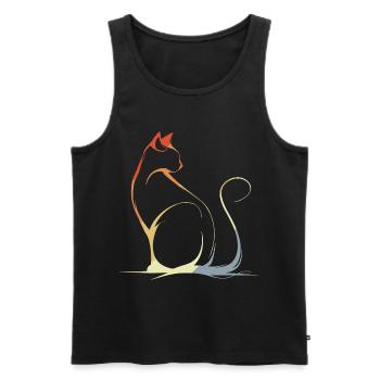 Cat Drawing Vintage - Men's Premium Organic Tank Top - black - Front - AI Model Male 178 light (178cm)