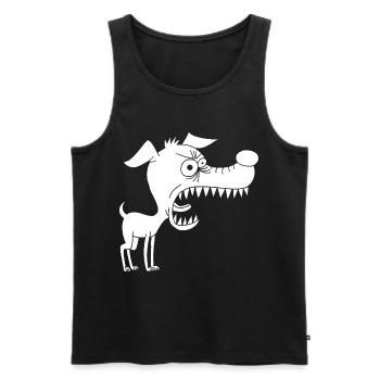 Kleiner weißer Hund und großes Maul - Männer Premium Bio Tank Top - Schwarz - Vorne - AI Model Male 178 light (178cm)