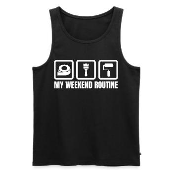 Ma routine du week-end - Débardeur bio Premium Homme - noir - Devant - Michal (187cm)