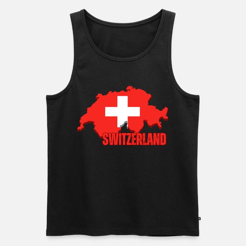 Schweizer Stolz, Flagge der Schweiz - Männer Premium Bio Tank Top - Schwarz