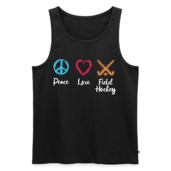 Peace Love Hockey sur gazon - Débardeur bio Premium Homme - noir - Devant - Michal (187cm)