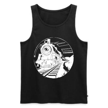 Graphique ferroviaire - Débardeur bio Premium Homme - noir - Devant - AI Model Male 178 light (178cm)
