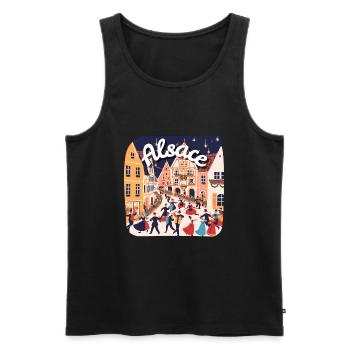 Alsace festive danse village - Débardeur bio Premium Homme - noir - Devant - AI Model Male 178 light (178cm)