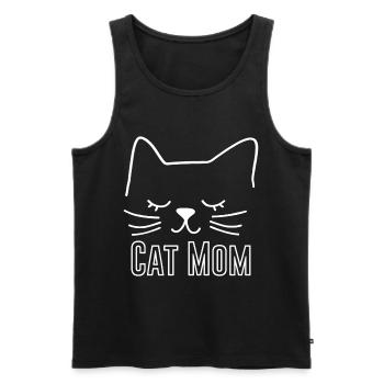 Cat Cat Mom Cat Mom Silhouette Outline Lineart - Men's Premium Organic Tank Top - black - Front - AI Model Male 178 light (178cm)