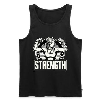 Force femme forte tension muscles cadeau - Débardeur bio Premium Homme - noir - Devant - Michal (187cm)