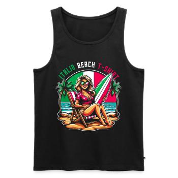 Italy Beach Surf T-Shirt - Men's Premium Organic Tank Top - black - Front - AI Model Male 178 light (178cm)