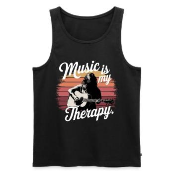 Music is My Therapy Notenschlüssel Musikfans und - Männer Premium Bio Tank Top - Schwarz - Vorne - AI Model Male 178 light (178cm)