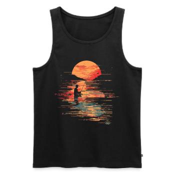 Illustration de pêche - Débardeur bio Premium Homme - noir - Devant - AI Model Male 178 light (178cm)