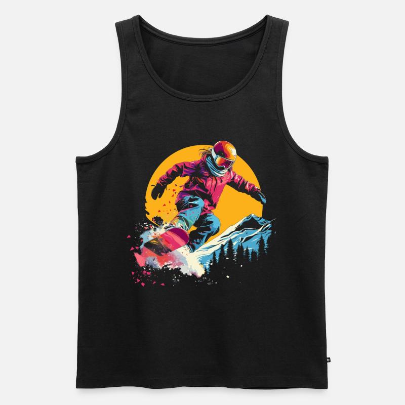 Snowboarder Synthwave - Männer Premium Bio Tank Top - Schwarz