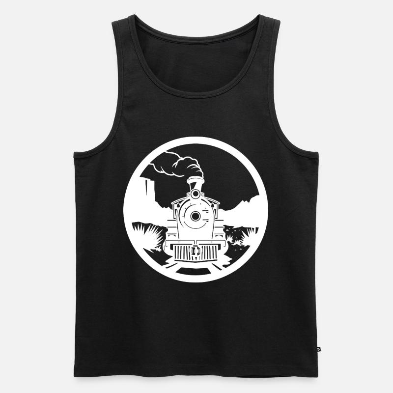 Eisenbahn Zeichnung - Männer Premium Bio Tank Top - Schwarz