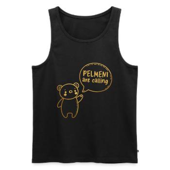 Pelmeni Call Sweet Bear Gold Gift - Men's Premium Organic Tank Top - black - Front - Michal (187cm)