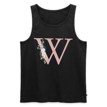W Monogram, Floral, Personalizable - Men's Premium Organic Tank Top - black - Front - AI Model Male 178 light (178cm)