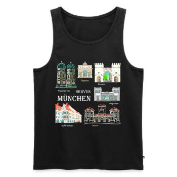 Munich, Hand Drawing Landmark, Bavaria - Men's Premium Organic Tank Top - black - Front - Michal (187cm)