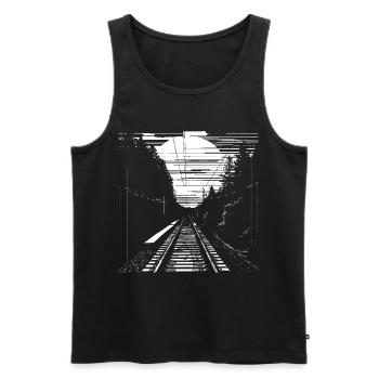 Graphique ferroviaire - Débardeur bio Premium Homme - noir - Devant - AI Model Male 178 light (178cm)