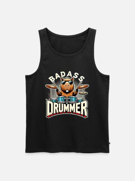 Badass Drummer Capybara cool gift - Men's Premium Organic Tank Top - black