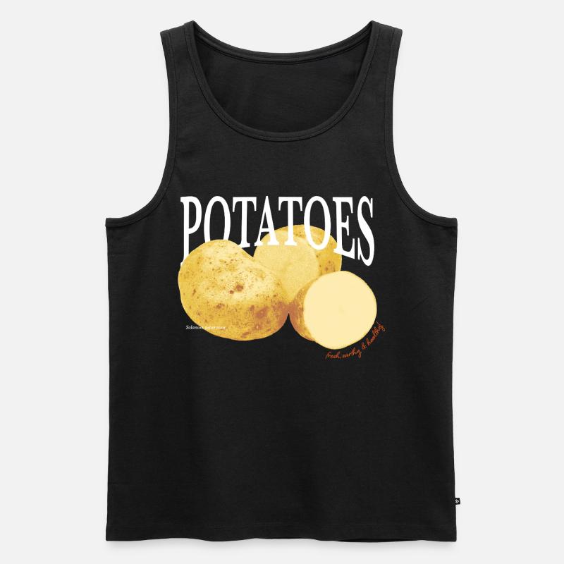 Potatoes – Retro Gemüse-Statement - Männer Premium Bio Tank Top - Schwarz