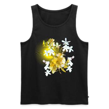 Fleurs printanières jaunes au printemps comme motif - Débardeur bio Premium Homme - noir - Devant - Michal (187cm)