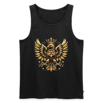 Pologne Polska aigle or drapeau épique cadeau - Débardeur bio Premium Homme - noir - Devant - AI Model Male 178 light (178cm)