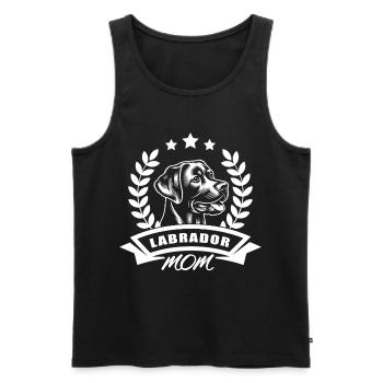 "Labrador Mom" mit Banner und Ährenkranz - Männer Premium Bio Tank Top - Schwarz - Vorne - AI Model Male 178 light (178cm)